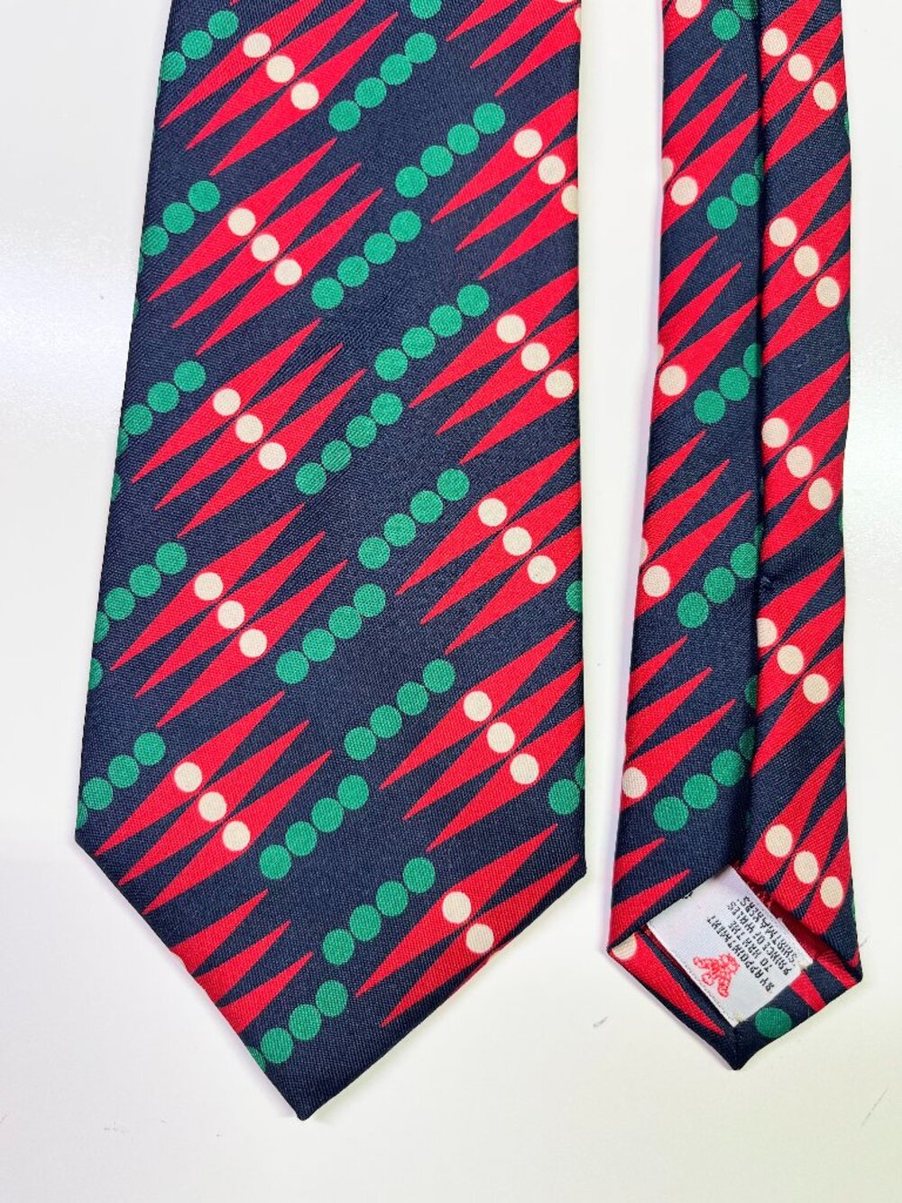 Vintage Turnbull & Asser London Necktie Navy Red Green White Dotted